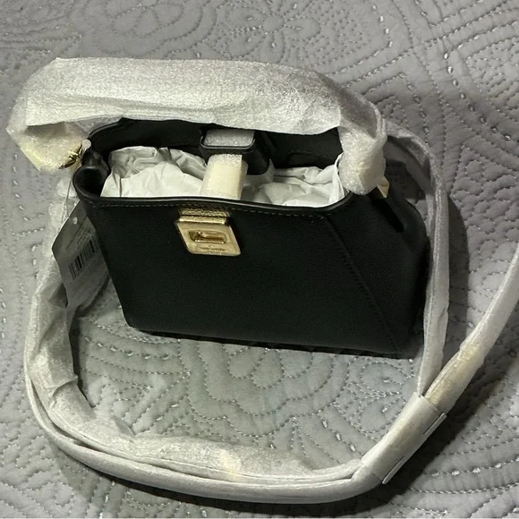 Kate Spade Mini Black Leather Top-Handle Cross Body with Gold Hardware